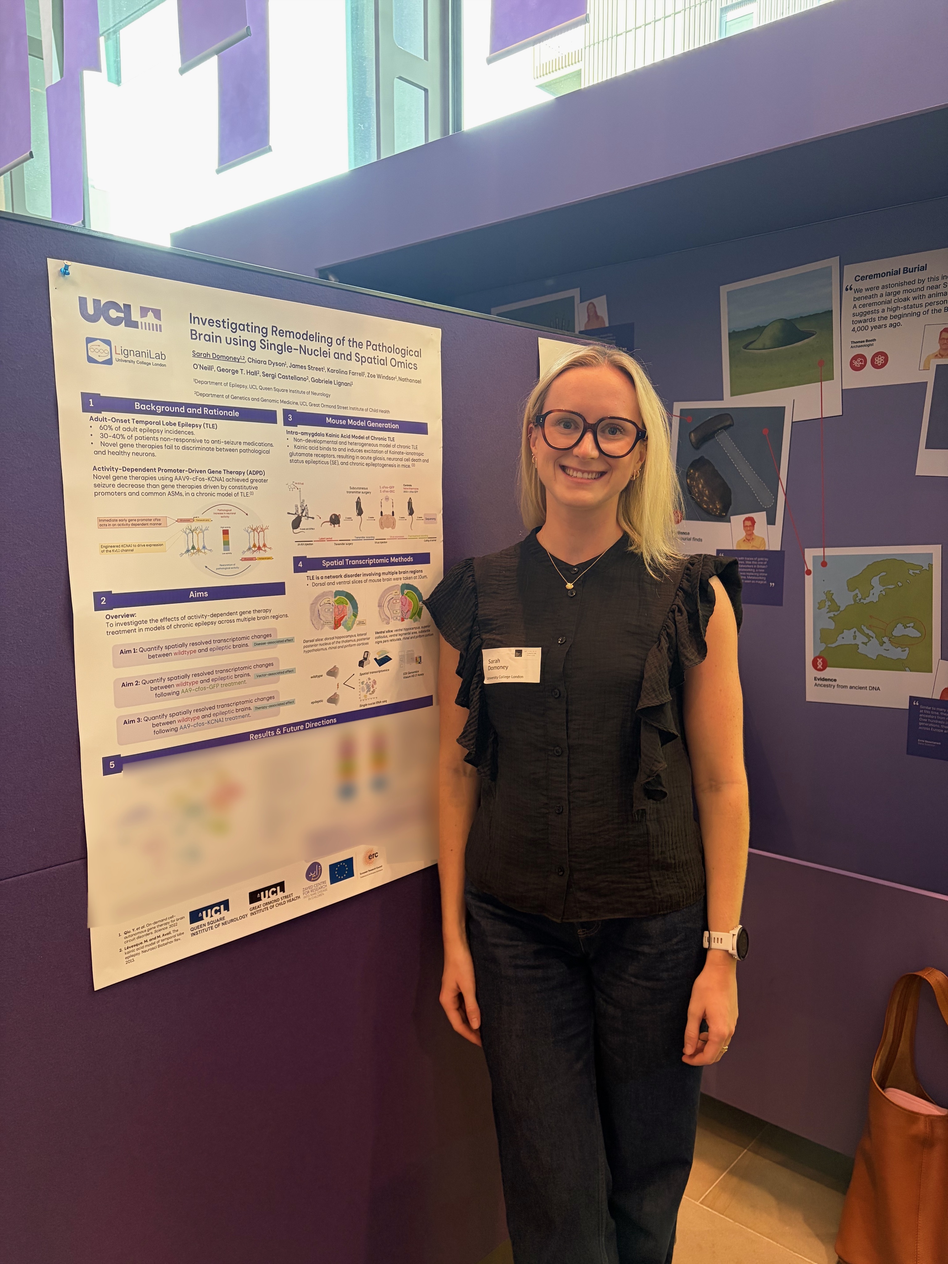 Sarah Domoney presenting her PhD research at the Francis Crick Institute's Computational Biology Symposium in 2026